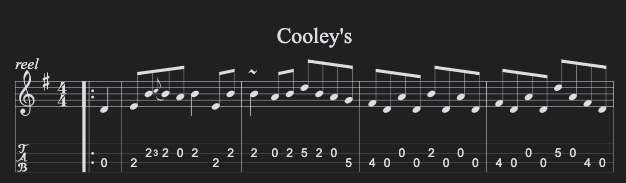Custom options example music sheet with tablatures